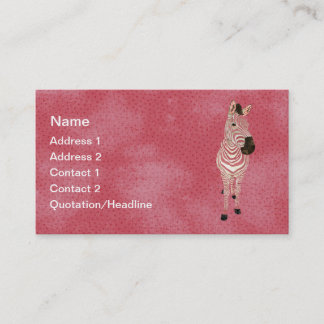 Zebra met roze snoer/Labels Visitekaartje