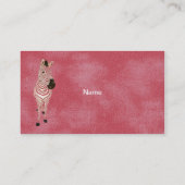 Zebra met roze snoer/Labels Visitekaartje (Achterkant)