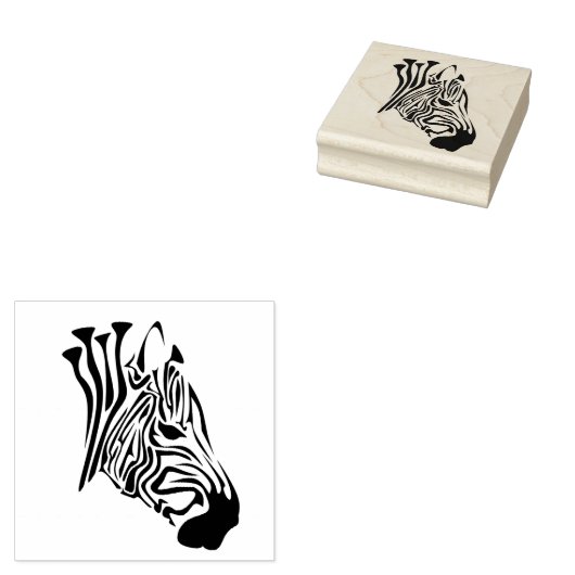 Zebra met Twisted Black Stripes Rubberstempel (Gestempeld)