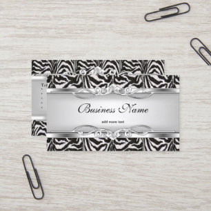 Zebra Metaal Chrome Look Elegant Zwart Wit Zilver Visitekaartje