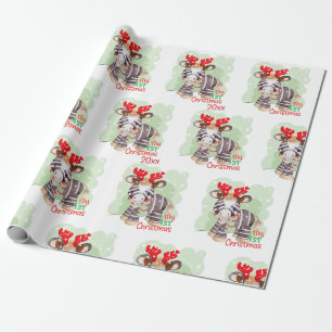 Zebra, mijn eerste Kerstmis Cadeaupapier