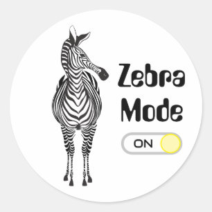 Zebra-modus Aan, kleuren en lettertype/woorden Ronde Sticker