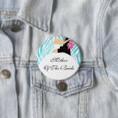 Zebra moeder van de Bride Button / Pin Turquoise (In situ)