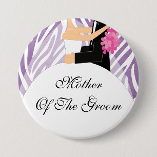 Zebra moeder van de Groom-Button / Paars Pin Ronde Button 7,6 Cm