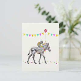 Zebra Monkey balloon party Antwoordkaart RSVP Kaartje