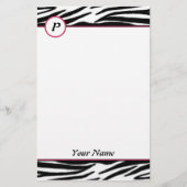 Zebra monogram briefpapier (Voorkant)