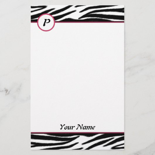 Zebra monogram briefpapier (Voorkant)