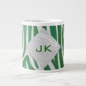 Zebra Monogram Groen en Witte Druk Jumbo Beker (Voorkant)