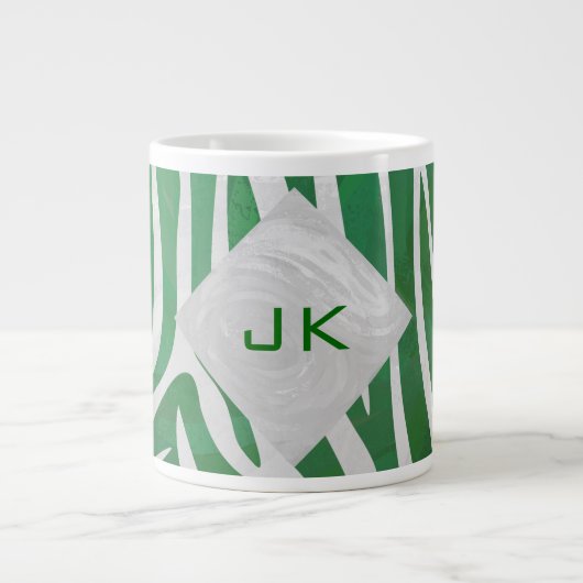 Zebra Monogram Groen en Witte Druk Jumbo Beker (Voorkant)