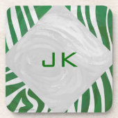 Zebra Monogram Groen en Witte Druk Onderzetter (Voorkant)