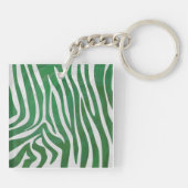 Zebra Monogram Groen en Witte Druk Sleutelhanger (Achterkant)