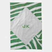 Zebra Monogram Groen en Witte Druk Theedoek (Verticaal)