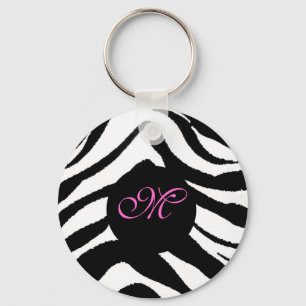 zebra monogram, M sleutelketen Sleutelhanger