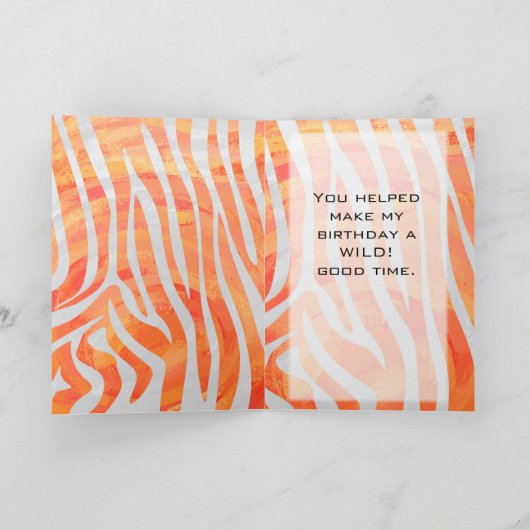Zebra Monogram Oranje en wit Kaart (Binnen)