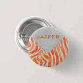 Zebra Monogram Oranje en wit Ronde Button 3,2 Cm (Voorkant /achterkant)