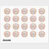 Zebra Monogram Oranje en wit Ronde Sticker (Vel)