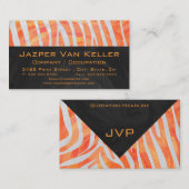 Zebra Monogram Oranje en wit Visitekaartje (Voorkant / Achterkant)