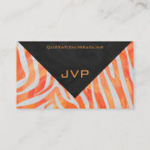 Zebra Monogram Oranje en wit Visitekaartje (Achterkant)