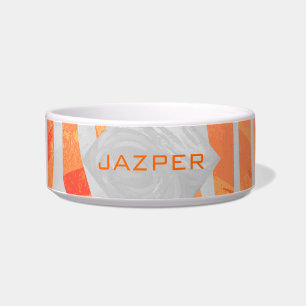 Zebra Monogram Oranje en wit Voerbakje