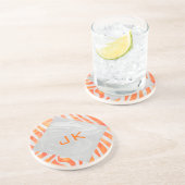 Zebra Monogram Oranje en wit Zandsteen Onderzetter (Zijkant)