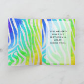 Zebra Monogram regenboog en witte afdrukken Kaart (Binnen)