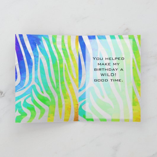 Zebra Monogram regenboog en witte afdrukken Kaart (Binnen)