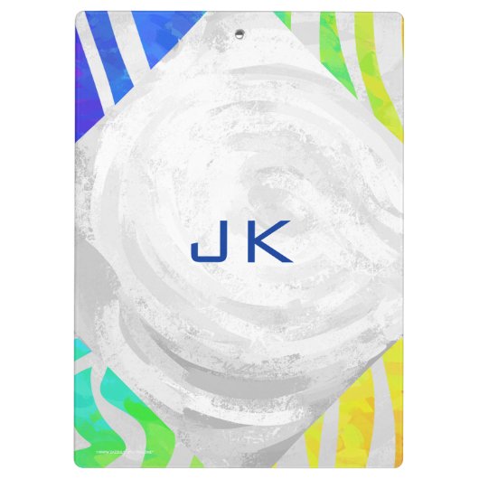 Zebra Monogram regenboog en witte afdrukken Klembord (Achterkant)
