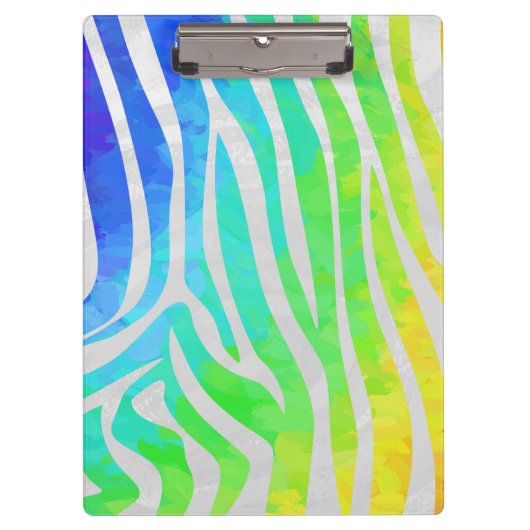 Zebra Monogram regenboog en witte afdrukken Klembord (Voorkant)