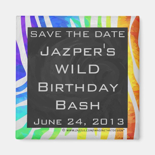 Zebra Monogram regenboog en witte afdrukken Magneet (Voorkant)