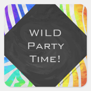 Zebra Monogram regenboog en witte afdrukken Vierkante Sticker