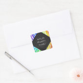 Zebra Monogram regenboog en witte afdrukken Vierkante Sticker (Envelop)