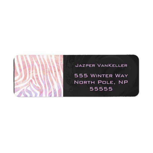 Zebra Monogram roze en wit Etiket (Voorkant)