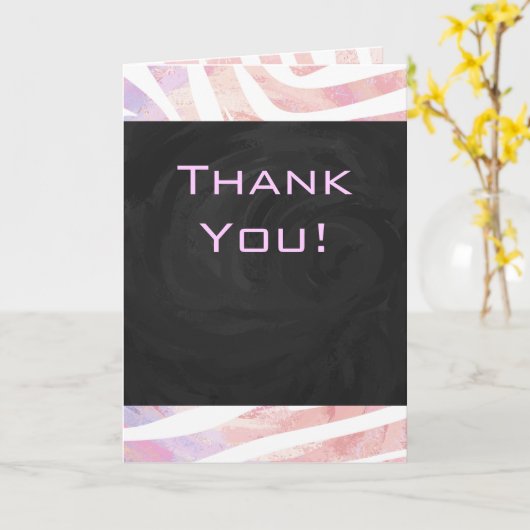 Zebra Monogram roze en wit Kaart (Gele Bloem)