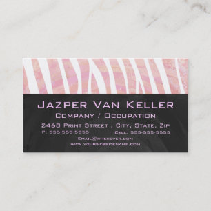 Zebra Monogram roze en wit Visitekaartje