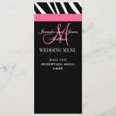 Zebra Monogram roze Menu (Voorkant)
