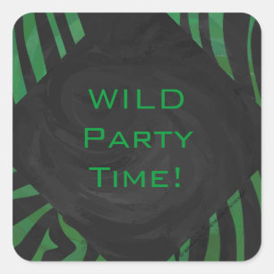 Zebra Monogram zwart en Groen afdrukken Vierkante Sticker
