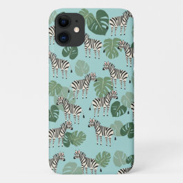 Zebra Monstera Pattern iPhone 11 Hoesje