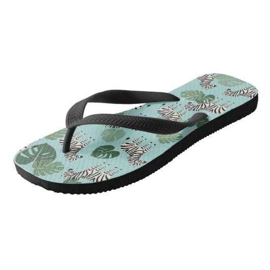 Zebra Monstera Pattern Teenslippers (Schuin)