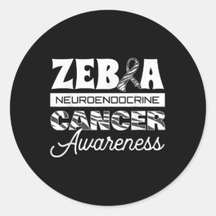 Zebra Neuro-endocriene kanker bewustzijn lint carc Ronde Sticker