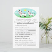 Zebra Nursery Rhyme Quiz baby shower game (Staand voorkant)