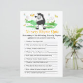 Zebra Nursery Rhyme Quiz baby shower game (Staand voorkant)