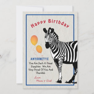 Zebra Oerwoud Dierenballonnen Happy Birthday Card