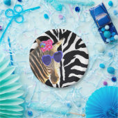 Zebra oerwoud mode modern meisje papieren bordje (Feest)