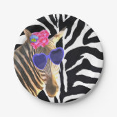 Zebra oerwoud mode modern meisje papieren bordje (Voorkant)