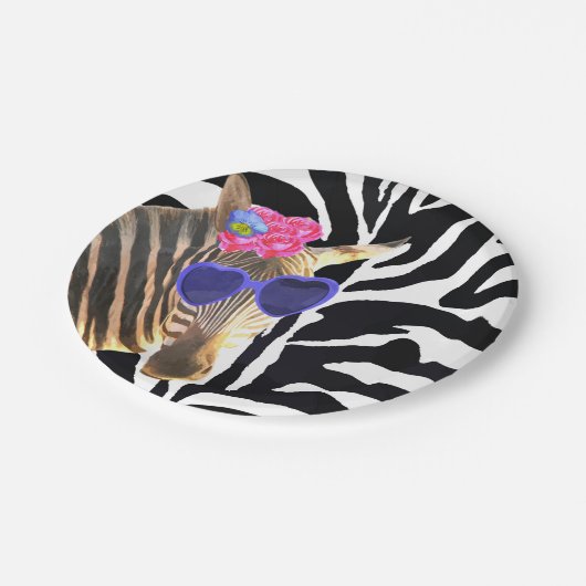 Zebra oerwoud mode modern meisje papieren bordje (Gekanteld)