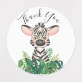 Zebra oerwoud Waterverf Baby shower Labels (Design 1)