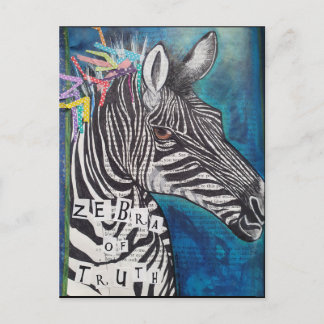 'Zebra of Truth' funky mixed media briefkaart