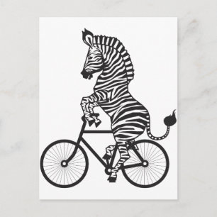 Zebra on Bike Briefkaart