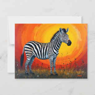 Zebra onder een heldere zon briefkaart
