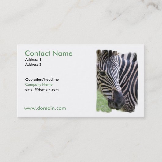 Zebra-ontwerp op een Visitekaartje (Voorkant)